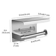 thumbnail image 6 of Toilet Paper Holder Stand Stainless Steel, Tissue Roll Dispenser Hanger Rack w/ Placement Shelf, Bathroom Accessories - Wall Mount, Corrosion-Resistant, High Gloss Finished, for Lavatory Washroom Home, 6 of 6
