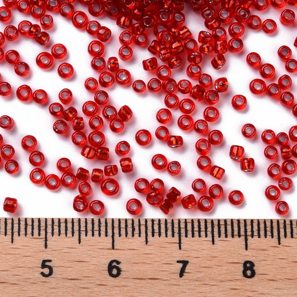 1 pound 12/0 Glass Seed Beads Silver Lined Round Hole Round Red 2mm Hole: 1mm 30000 beads/pound