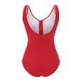 thumbnail image 5 of Fvwitlyh One Piece Swimsuits For Women Women'S Solid Color Swimsuit Ruched Tie Front Wireless Padded Bathing Suit, 5 of 5