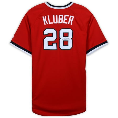 Corey Kluber Cleveland Indians Autographed Player-Issued #28 Red Throwback Jersey from the 2017 MLB Season - Fanatics Authentic (Best Mlb Throwback Jerseys)