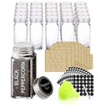 thumbnail image 1 of SWOMMOLY 25 Glass Spice Jars with 713 Spice Labels, Chalk Marker and Funnel Complete Set. 25 Square Glass Jars 4OZ, Airtight Cap, Pour/sift Shaker Lid, 1 of 5