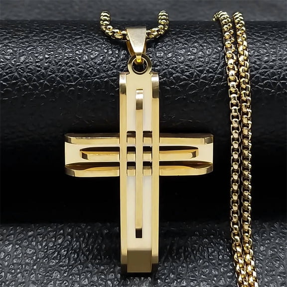 Jesus Christ Cross Chain Necklaces for Men Women 14K White Gold Chain Necklace Jewelry