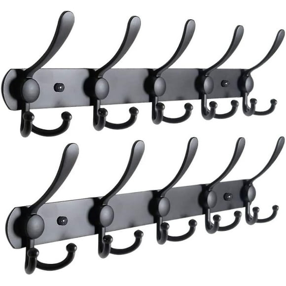 Tatum88 Wall Hooks, Wall Mounted Coat Rack, Coat Hooks, Stainless Steel Wall Mounted Coat Rack, Coat Rack, Black Wall Hook (5 Hooks, 2 Packs) BattqxWall Hooks, Wall Mounted Coat Rack, Coat Hook