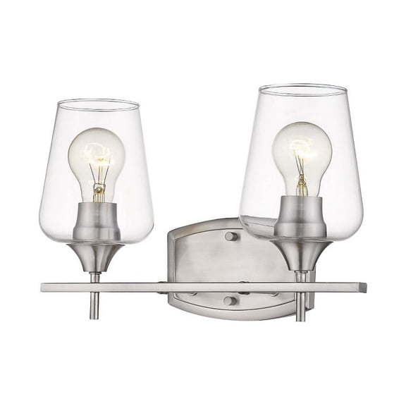 Z-Lite Joliet 2 Light Clear Glass Steel Vanity Light in Brushed Nickel
