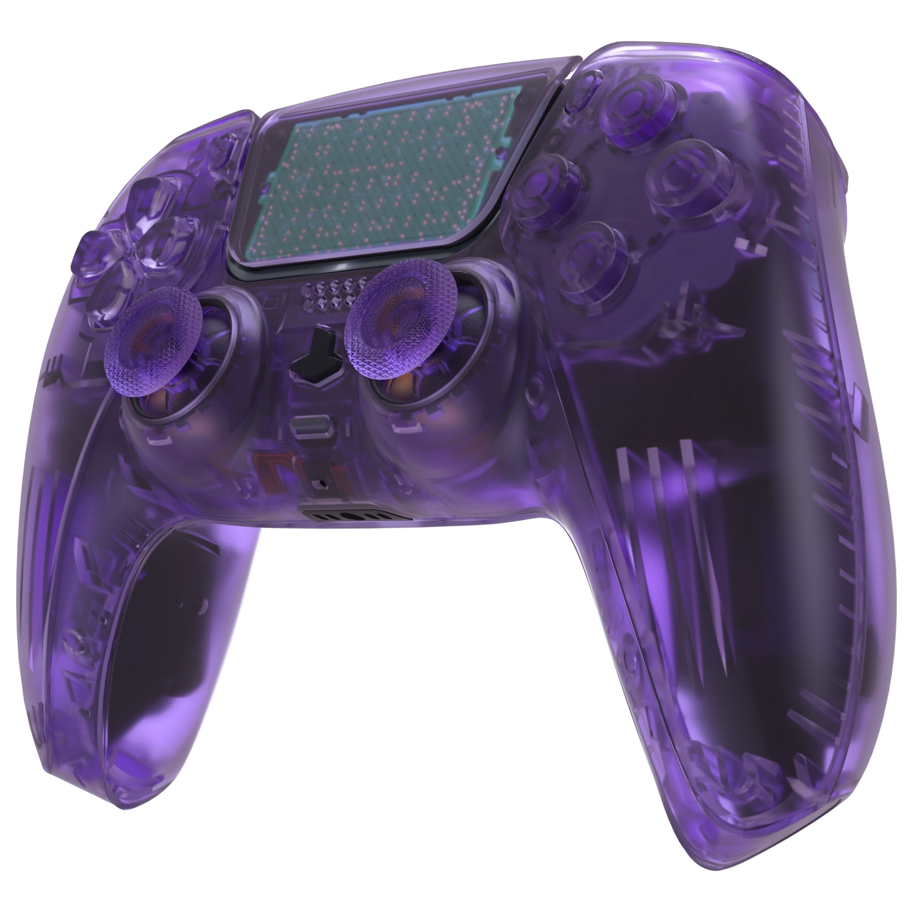 eXtremeRate Clear Atomic Purple Replacement Full Set Housing w/Buttons Touchpad Cover for ps5 Controlle