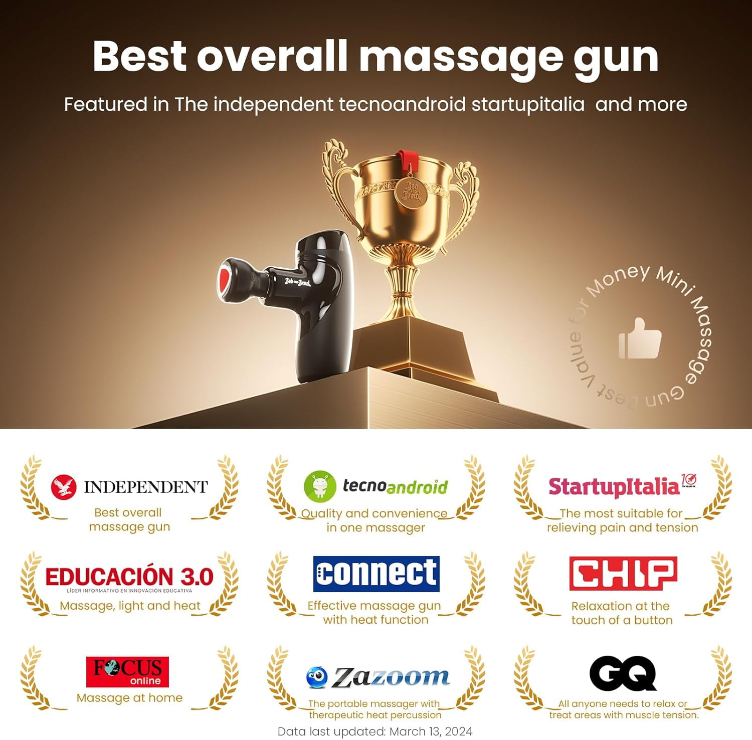Bob and Brad M7 Plus Portable Mini Massage Gun with heating head, Comfort Percussion 9 mm Amplitude Deep Tissue Muscle Travel Massager