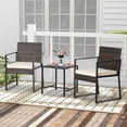 thumbnail image 4 of Patiojoy 3 Pieces Patio Furniture Set Hand-Woven PE Wicker Chairs with Tempered Glass Coffee Table & Soft Cushions Off White, 4 of 8