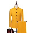 thumbnail image 1 of Traje Tang de talla grande 6XL-M para hombre, traje de cuello alto de estilo chino, traje de novio, diseño de moda de boda, Blazer ajustado, pantalones, esmoquin, 2 piezas, 1 of 5