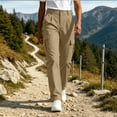 thumbnail image 3 of Sentuca Cargo Pants for Women with Pockets Elastic Waist Button Pants Solid Color Sports Hiking Travel Trousers Khaki L, 3 of 8