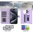 thumbnail image 2 of REQO for iPhone 15 Pro Max Wallet Case with 5 Credit Card Slots and Cash Slot,RFID Blocking PU Leather Magnetic Clasp Kickstand Cover, 2 of 9