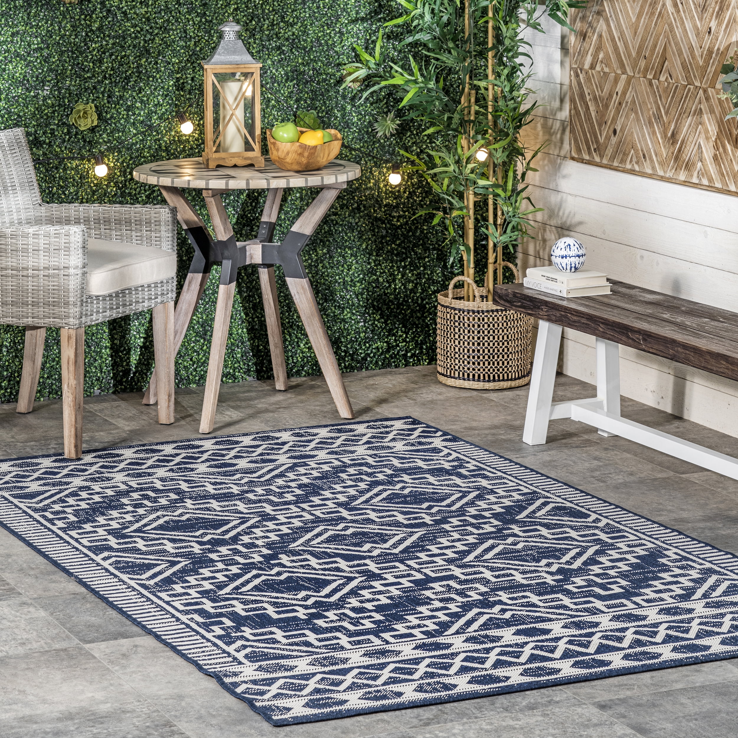 nuLOOM Cari Moroccan Tribal Indoor/Outdoor Area Rug, 4' x 6', Navy ...