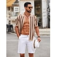 thumbnail image 2 of COOFANDY Men's Knit Shirts Short Sleeve Button Down Polo Shirt Striped Casual Summer Beach Shirts, 2 of 6
