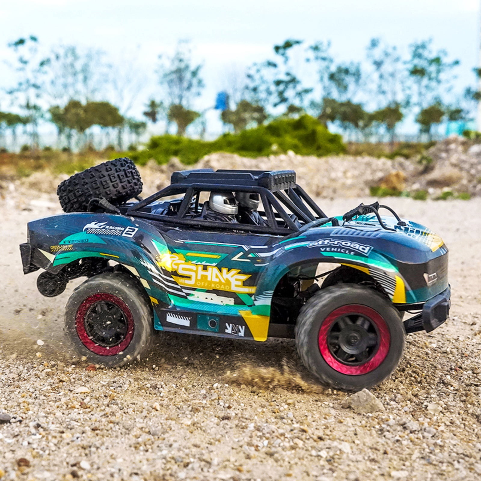 RC Car 1:18 Scale 4WD High Speed 60km/h Remote Control Truck, Upgraded 2840 Brushless Motor, 2.4GHz Off-Road Monster Truck with 2 Batteries