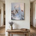 thumbnail image 3 of Canvas Wall Art, Winter Christmas Framed Canvas Prints for Bedroom Living Room, Forest Elk Cardinal Pine Trees Snowy Berry Gallery Wrapped Wall Decor for Home Office, Gifts, 12"x18" Ship Next Day, 3 of 9
