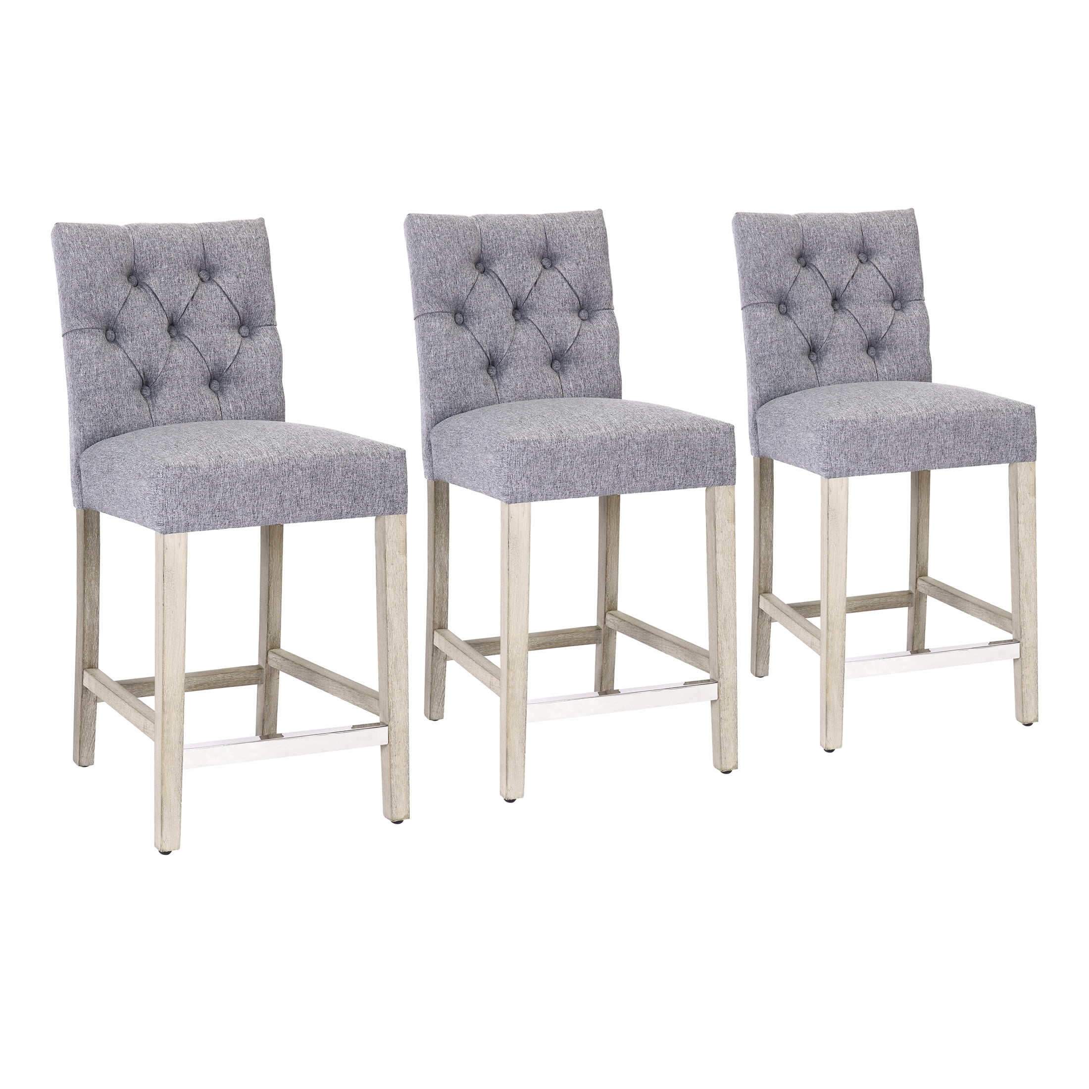 WestinTrends Hayes Stools for Kitchen Counter Set of 3, Linen
