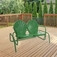 thumbnail image 2 of Northlight 2-Person Outdoor Retro Tulip Steel Double Glider Chair, Green, 2 of 5