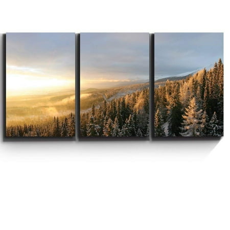- wall26 3 Piece Canvas Print - Contemporary Art, Modern Wall Decor - Winter Forest Snow - Giclee Artwork - Gallery Wrapped Wood Stretcher Bars 16