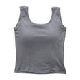thumbnail image 6 of Womens Tops Clearance Under $5 Xunlbb Women's New Solid Color Low-cut Sleeveless Everyday Casual Top ,Women's Tops for Workout/Running/Hawaiian Beach Vacation Gray, 6 of 7