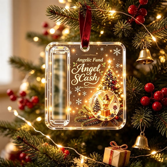 Fwttom Christmas Money Holders for Cash Acrylic Christmas Tree Decorations Holiday Hanging Cash Gift Ornaments for Xmas Tree Home Decor