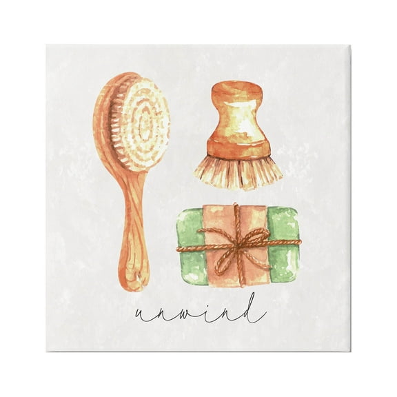 Stupell Industries Unwind Phrase Bath Spa Graphic Art Gallery Wrapped Canvas Print Wall Art, Design by ND Art