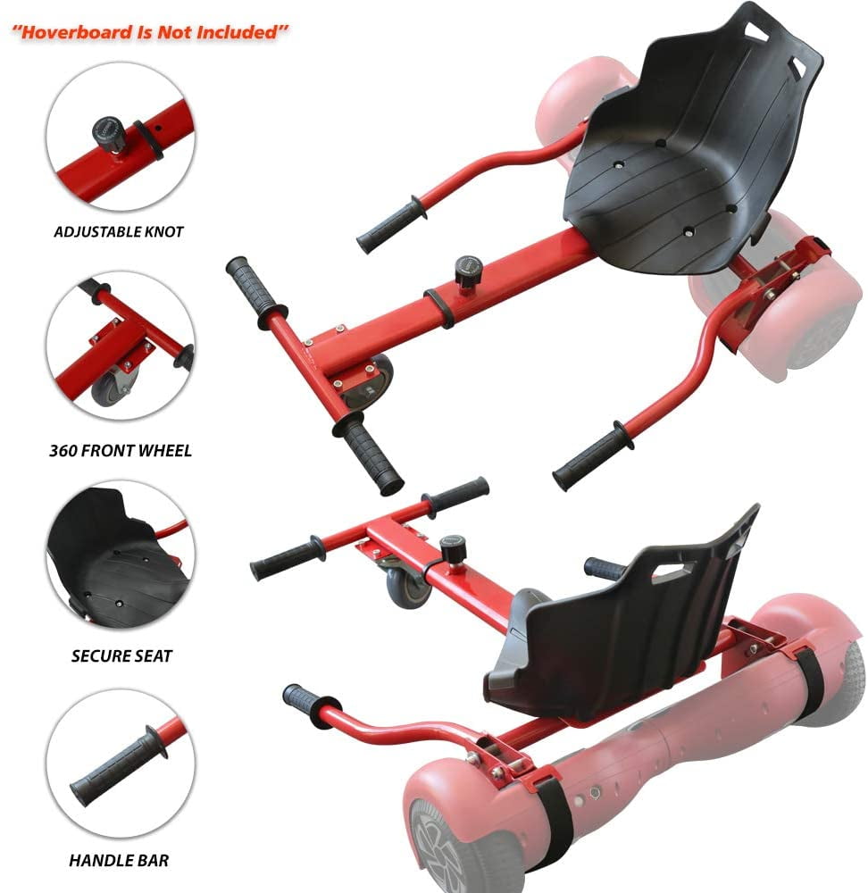 Hover Kart Go Kart Adjustable Seat Attachment for 6.5" Hover-Board Buggy - Red