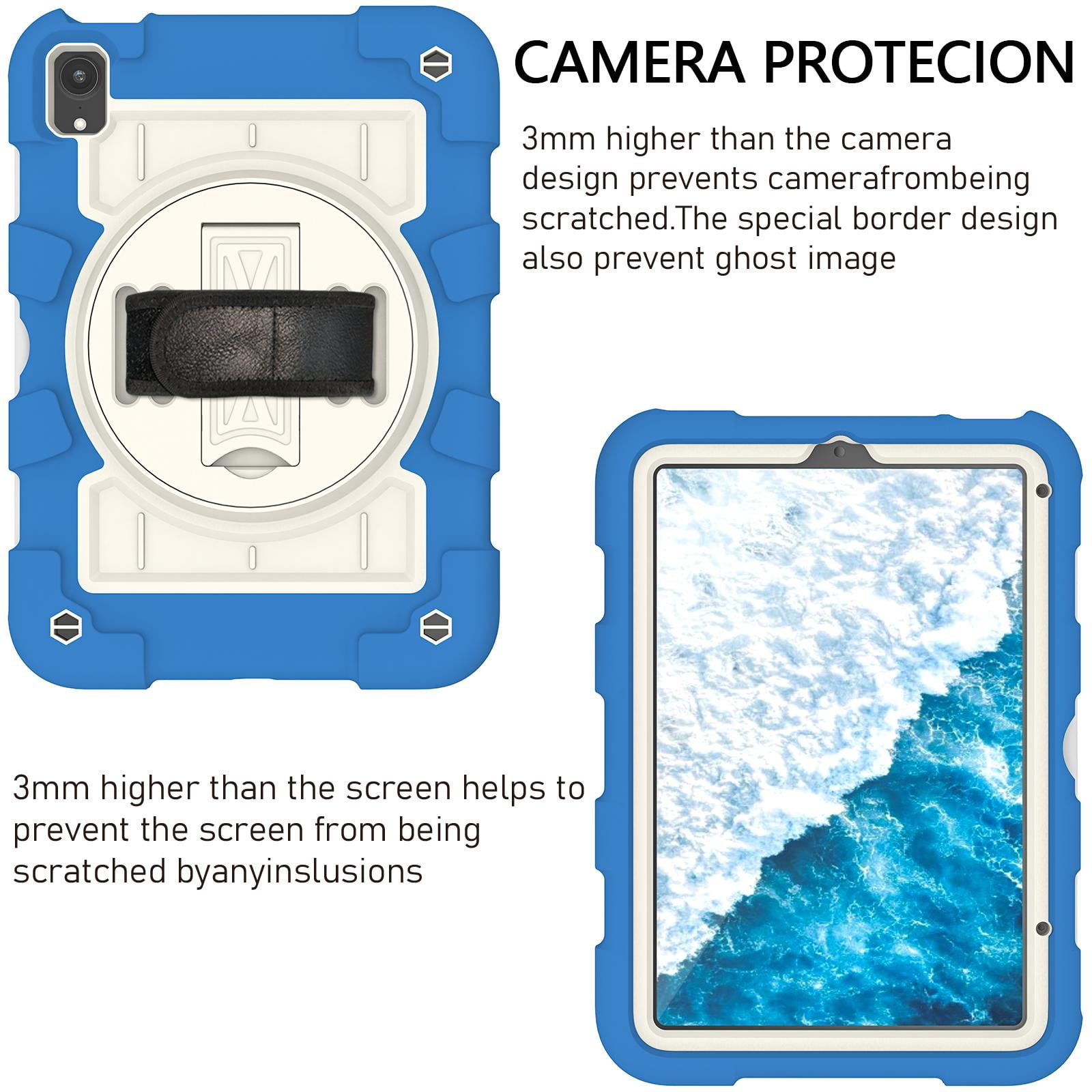 TECH CIRCLE for Apple iPad Mini (A17 Pro/A15) 7th/6th Generation Case 8.3-Inch (2024/2021 Release), Durable Shockproof Protective Back Cover Case with Kickstand /Hand Strap /Shoulder Strap, Blue