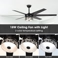 thumbnail image 6 of Parrot Uncle 70" Modern Black Crystal LED Windmill Large Ceiling Fan with Light and Remote, HVLS 3CCT Ceiling Fan with LED Light, 6 of 12