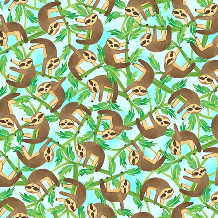 Blank Quilting Fabrics Tropical Zone Lemurs in the Tree