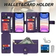 thumbnail image 2 of ELEHOLD Luxury Wallet Case for iPhone 11 (6.1") Card Slots Zipper Purse Stand Function with Crossbody Strap Wrist Strap PU Leather Shockproof Case for iPhone 11,Purple, 2 of 7
