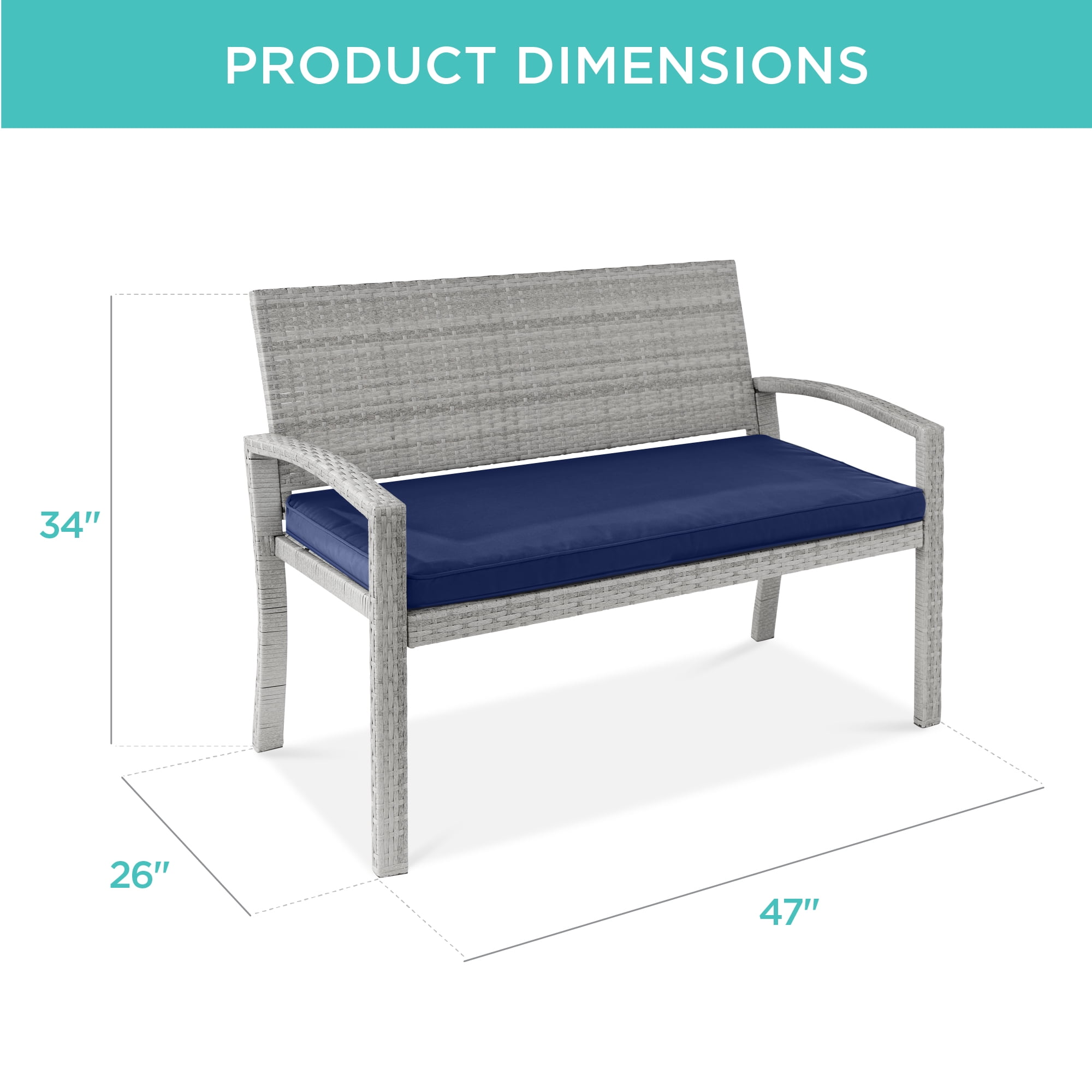 Best Choice Products 2 Person Outdoor Wicker Bench Garden Patio