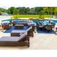 thumbnail image 2 of Sorrento 21-Piece Resin Wicker Outdoor Patio Furniture Combination Set in Brown w/ Sectional Set, Eight-seat Dining Set, and Chaise Lounge Set (Flat-Weave Brown Wicker, Polyester Light Gray), 2 of 8