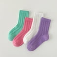 thumbnail image 3 of 4 Pairs Kids Toddler Socks Girls Boys Cotton Crew Socks Solid Color Socks, 3 of 8