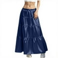 thumbnail image 2 of LSLJS Womens Satin Skirt Drawstring Elastic Waist Ruffle Maxi Skirts Flowy Fashion Solid Color Long Skirt, S-2XL, 2 of 4