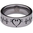 thumbnail image 2 of Bass Clef Heart Lifeline Tungsten Carbide Ring, 2 of 9