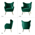 thumbnail image 6 of Velvet Accent Chairs Set of 2 Wingback Lounge Armchairs Sofa Upholstered Tufted Golden Leg Home Living Room Green, 6 of 8