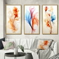 thumbnail image 1 of Designart "Modern Floral Watercolor in Orange Hues" Abstract Liquid Ink Framed Wall Art Set Of 3 - Orange Modern Frame Canvas Set For Living Room Decor, 1 of 6