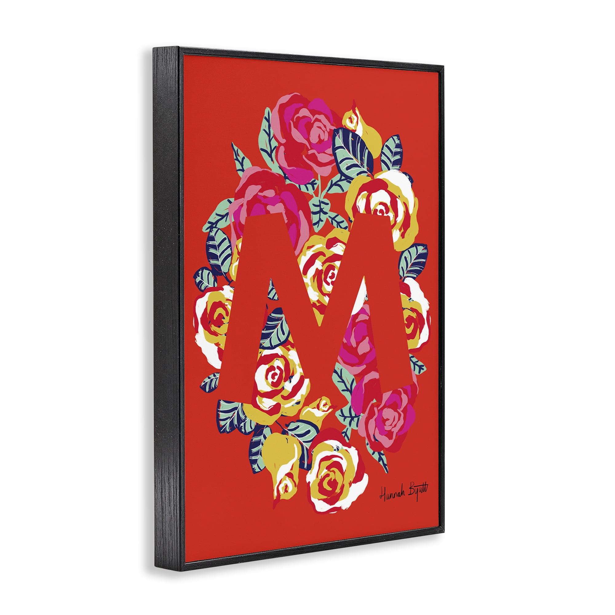 Stupell Industries Floral Bloom Letter M Botanical & Floral Painting Black Framed Art Print Wall Art, 20 x 30