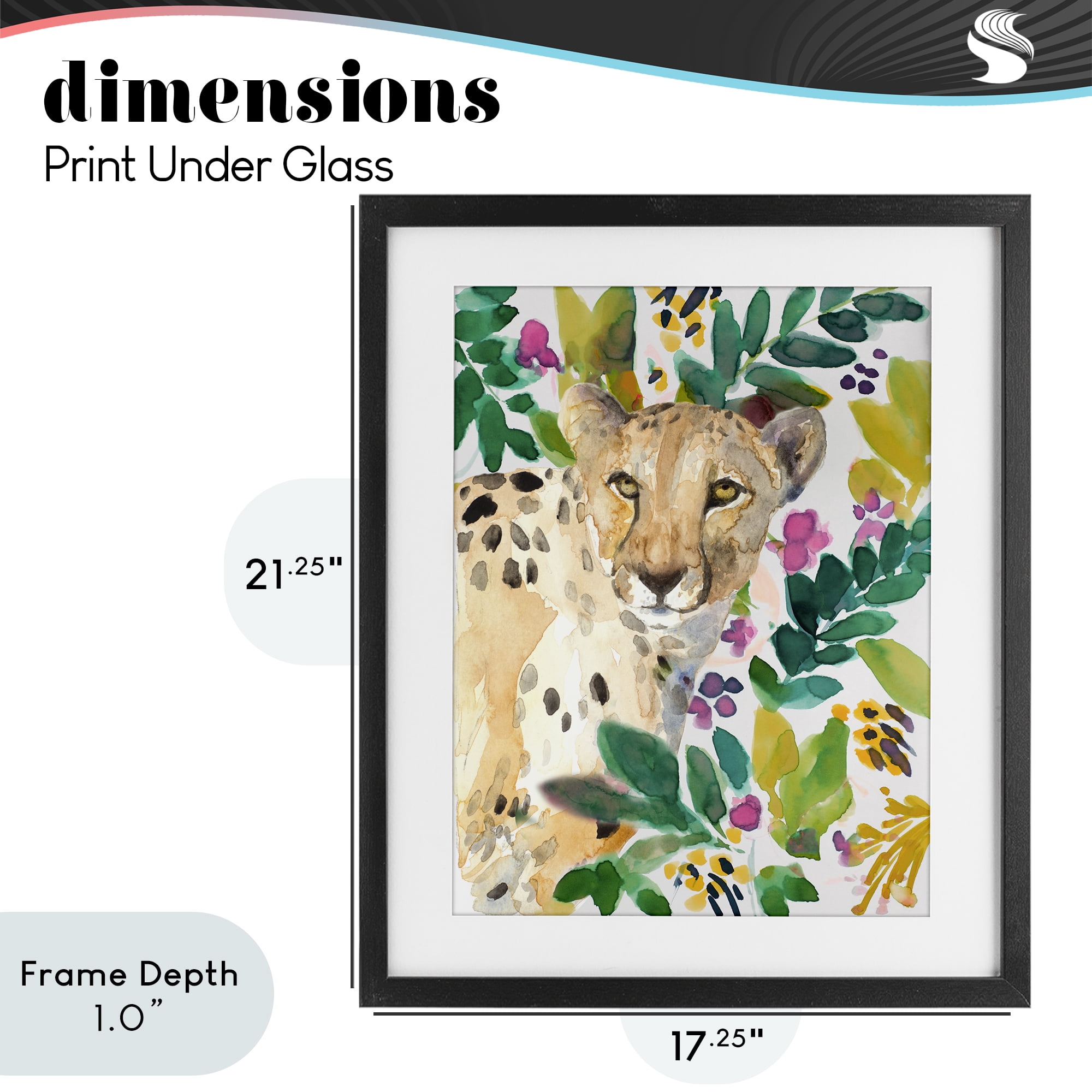 Stupell Industries Garden Plants Cheetah Black Framed Print Under Glass, design by Lanie Loreth