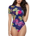 thumbnail image 1 of Balery Paint Butterflies Body de cuello redondo de manga corta para mujer Tops de manga corta Tops básicos-Medium, 1 of 7