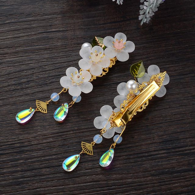 1 Par Pinza de cabellero Clip de Cabello Floral con Artificiales Chino Aniguo Accesorios de Disfraces Cosplay para Mujer Salvador Pinza de pelo para mujer