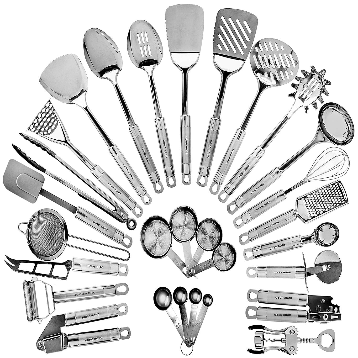1790 Stainless Steel Kitchen Utensil Set 25 Cooking Utensils Ideal for College Students Tool Set Gift Nonstick Utensils Cookware Set with Spatula 