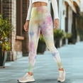 thumbnail image 4 of COEQINE Tummy Control Yoga Leggings for Women with Pockets Breathable High Waisted 4-Way Stretch Full-Length Pants Multicolor Tie-Dye No See Through Hip Lift Tights, S, 4 of 7