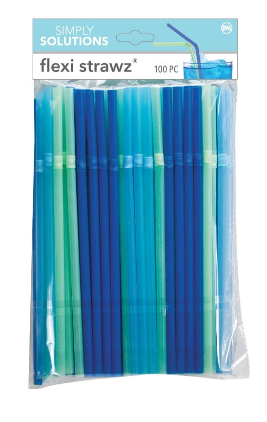 (4 pack) Evri Blue Green Flexi Straws