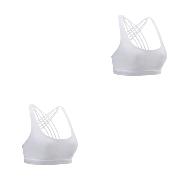 Jumpingount Sujetadores deportivos Elástico Gran material Fitness Sujetador Ejercicio Firmeza Ductilidad Diseño único Moda Acolchado Blanco S Blanco S 2piezas
