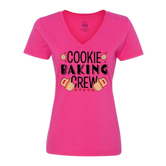 Inktastic Christmas Cookie Baking Crew with Oven Mitts Women's V-Neck T-Shirt