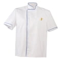 thumbnail image 1 of Hombres Mujeres Chefs Cook Cocina Chaqueta de Manga Corta Uniforme de Cocina Corto , Azul, XXXL, 1 of 8