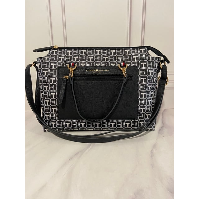 Tommy Hilfiger Bolsa Totte Mediana Original Negro con Blanco Logo Plasmado