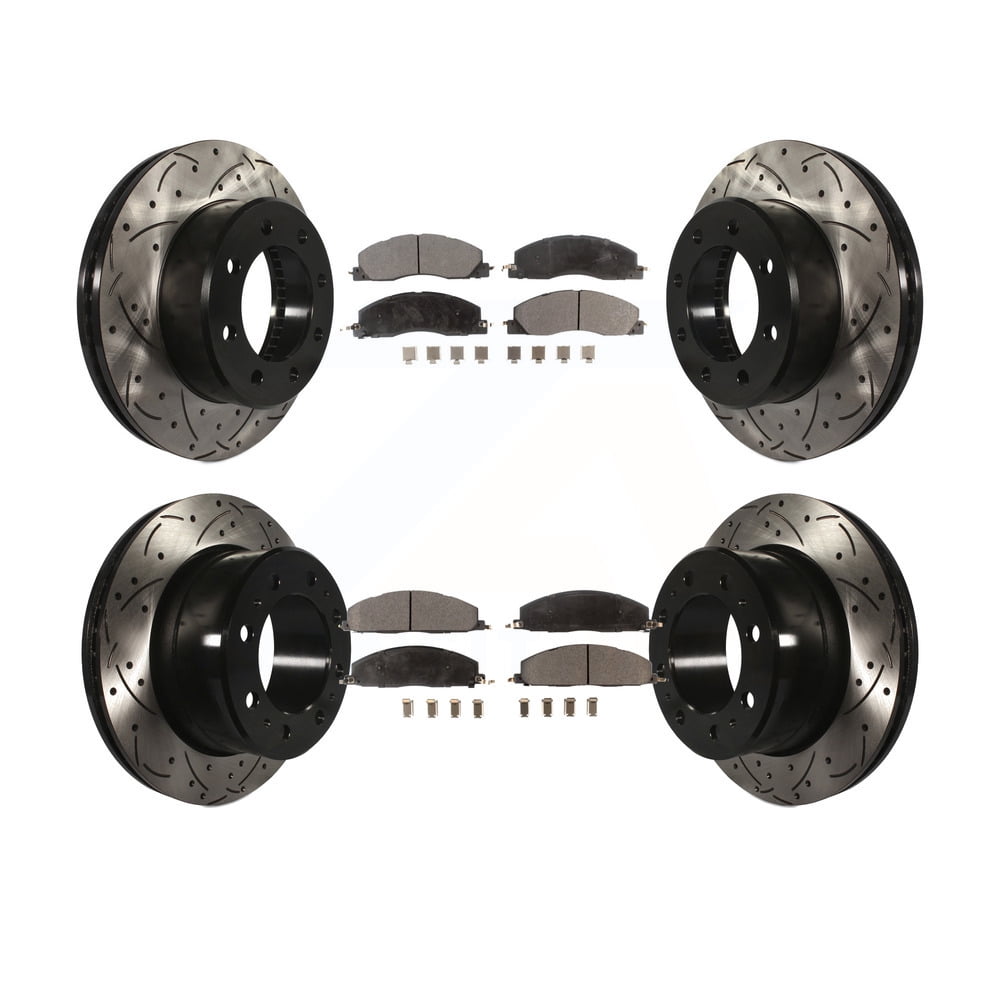 Front Rear Coated Drilled Slotted Disc Brake Rotors And Ceramic Pads