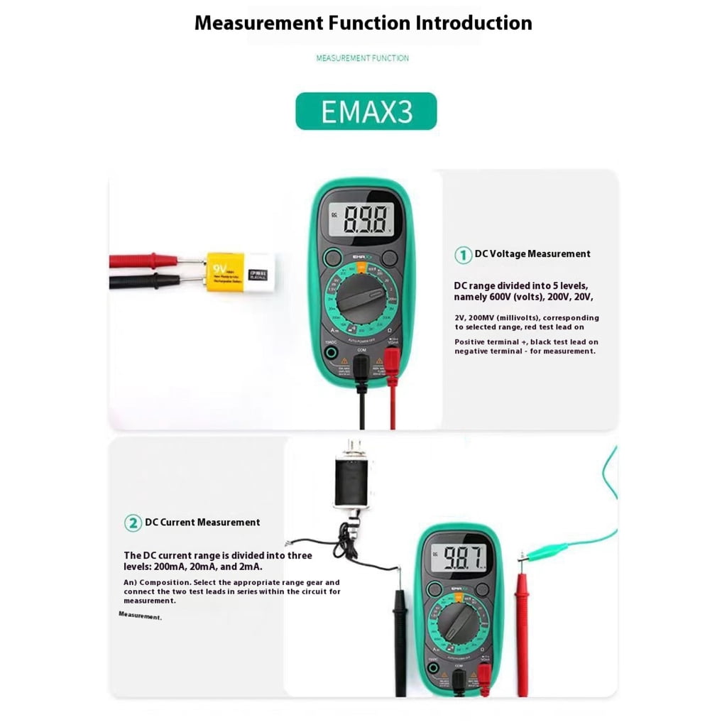 Ammeter Voltemter LCD Digital Multimeter 1999 Count Multi Tester with Backlit Buzzer Auto Off Portable Tester