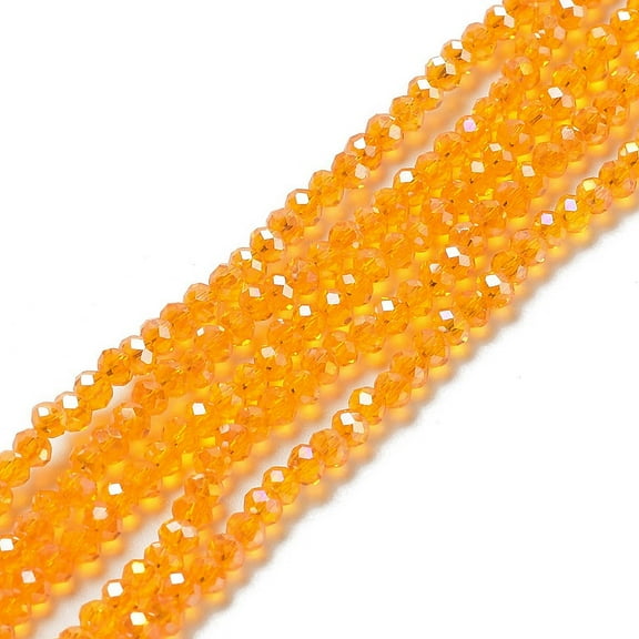 Electroplate Glass Beads Strands AB color Plated Faceted Rondelle Orange 2.9~3.3x2mm Hole: 0.8mm about 144~150pcs/strand 35~37cm